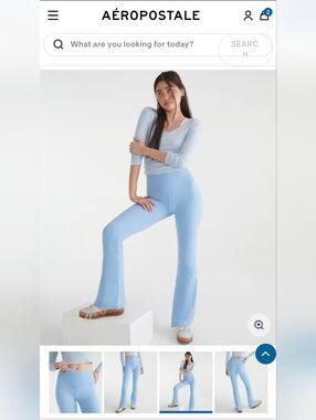 Aeropostale Light Blue High-Rise Flare Pants